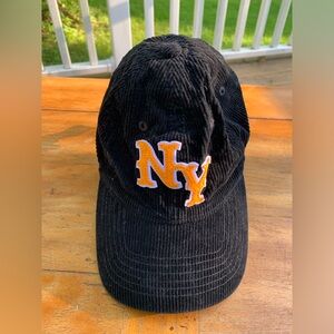 Vintage Style Hat New York NY Black Corduroy Strap back Cap MAD Engine